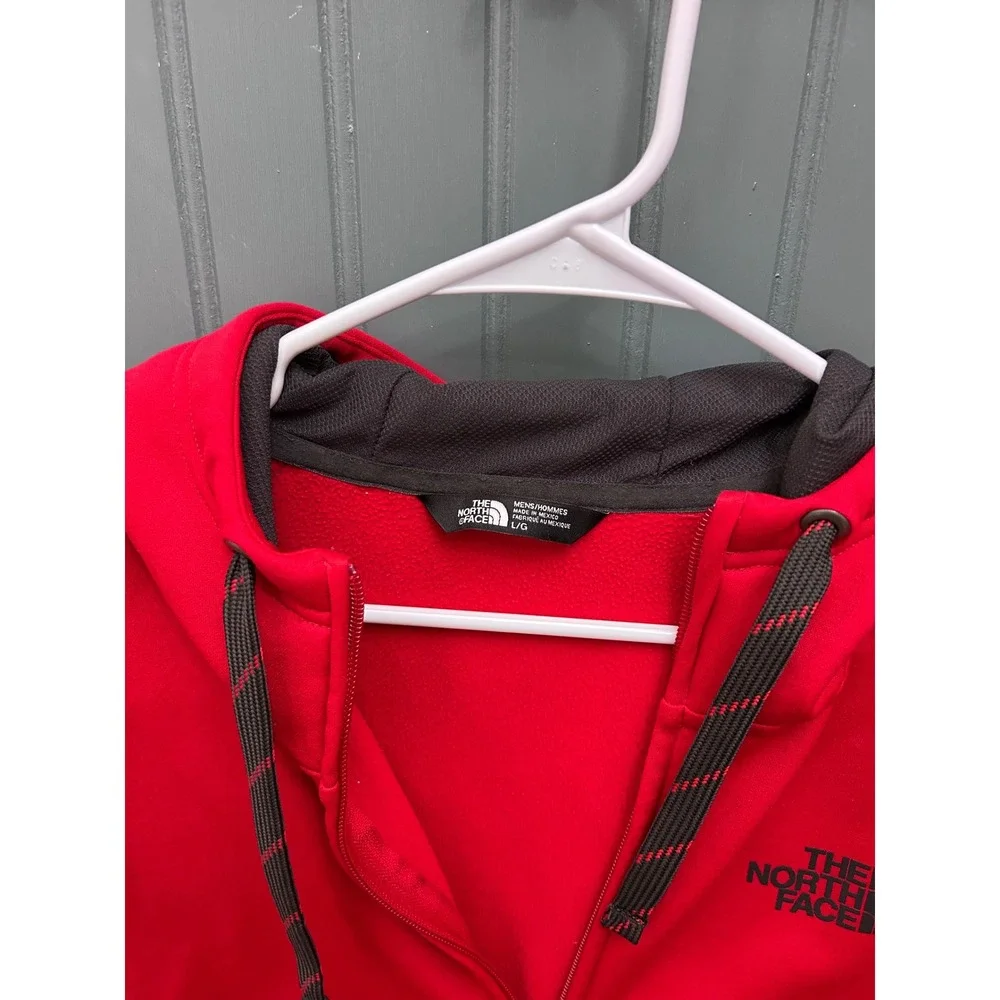The North Face Mens Red Full Zip Hoodie Sweatshirt Thumbholes Size Large‎